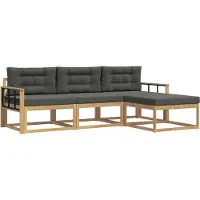 vidaXL Buiten bank set 4 st Wit en antracietkleurig Polyester