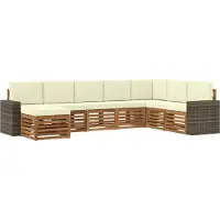 vidaXL Buiten bank set met kussen 8 pcs Natuurlijk en Crème