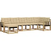 vidaXL Buiten bank set 7 st Wit en Beige