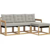 vidaXL Buiten bank set 4 st Wit en Lichtgrijs