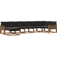vidaXL Buiten bank set 7 st Naturel en Zwart Massief Acacia Hout