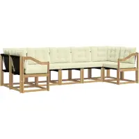 vidaXL Buiten bank set 7 st Wit en crèmekleurig