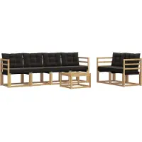 vidaXL Buiten bank set 7 st Massief Acaciahout en Textilene