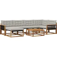 vidaXL Buiten bank set 7 pcs Naturel en lichtgrijs Massief Acacia Hout