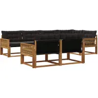 vidaXL Buiten bank set 7 st Naturel en Zwart