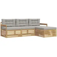 vidaXL Buiten bank set 4 st Wit en Lichtgrijs Polyester