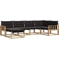 vidaXL Buiten bank set 6 st Wit en zwart Massief Acacia Hout