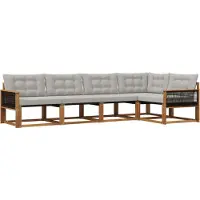 vidaXL Buiten bank set 5 st Naturel en lichtgrijs
