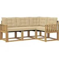 vidaXL Buiten bank set 4 st Wit en Beige