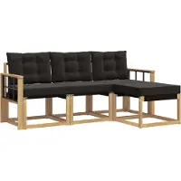 vidaXL Buiten bank set 4 st Wit en zwart