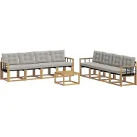 vidaXL Buiten bank set met kussen 9 pcs Wit en Lichtgrijs