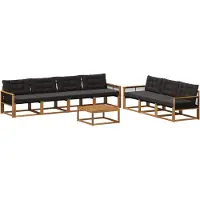 vidaXL Buiten bank set met kussen 8 pcs Naturel en Zwart