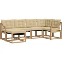 vidaXL Buiten bank set 6 st Wit en Beige