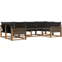 vidaXL Buiten bank set 6 st Naturel en Zwart