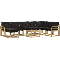 vidaXL Buiten bank set 9 st Wit en zwart