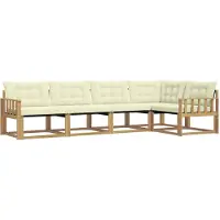 vidaXL Buiten bank set 5 st Wit en crèmekleurig