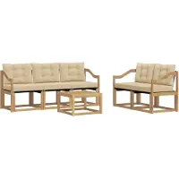 vidaXL Buiten bank set 6 st Wit en Beige