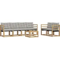 vidaXL Buiten bank set met kussen 7 pcs Wit en Lichtgrijs