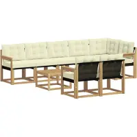 vidaXL Buiten bank set 9 st Wit en crèmekleurig