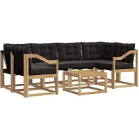 vidaXL Buiten bank set met kussen 7 pcs Wit en zwart