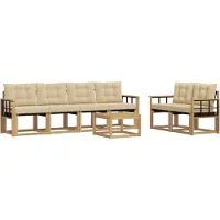 vidaXL Buiten bank set 7 st Wit en Beige