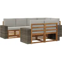 vidaXL Sectionele bankset met kussen 7 pcs Naturel en lichtgrijs