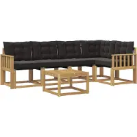 vidaXL Buiten bank set 6 st Wit en zwart