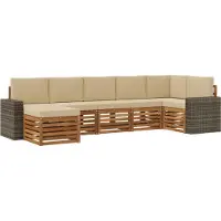 vidaXL Sectionele bankset met kussen 7 pcs Natuurlijk en Beige