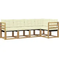vidaXL Buiten bank set 5 st Wit en crèmekleurig