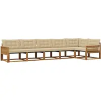 vidaXL Buiten bank set 6 st Natuurlijk en Beige