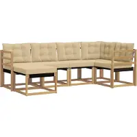 vidaXL Buiten bank set 6 st Wit en Beige