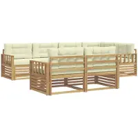 vidaXL Buiten bank set 7 st Wit en crèmekleurig Polyester
