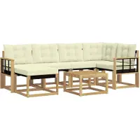 vidaXL Buiten bank set 7 st Wit en crèmekleurig