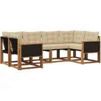 vidaXL Buiten bank set 6 st Natuurlijk en Beige