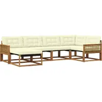 vidaXL Buiten bank set 6 st Natuurlijk en Crème Massief Acacia Hout