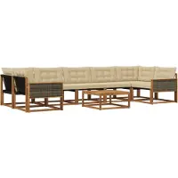 vidaXL Buiten bank set met kussen 8 pcs Natuurlijk en Beige