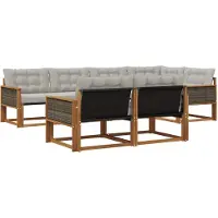 vidaXL Buiten bank set 7 st Naturel en lichtgrijs