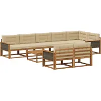 vidaXL Buiten bank set 9 st Natuurlijk en Beige