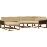 vidaXL Buiten bank set 6 st Natuurlijk en Beige