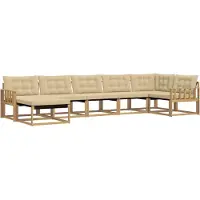 vidaXL Buiten bank set 7 st Wit en Beige Massief Acacia Hout