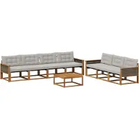 vidaXL Buiten bank set 8 st Naturel en lichtgrijs