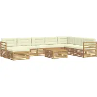 vidaXL Buiten bank set 9 st Wit en crèmekleurig Polyester