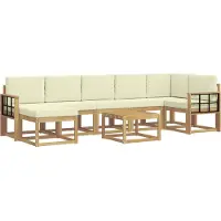 vidaXL Buiten bank set 8 st Wit en crèmekleurig Polyester