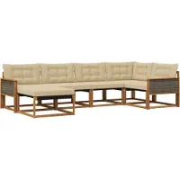 vidaXL Buiten bank set 6 st Natuurlijk en Beige Massief Acacia Hout