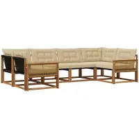 vidaXL Buiten bank set 6 st Natuurlijk en Beige