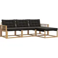 vidaXL Buiten bank set 4 st Wit en zwart