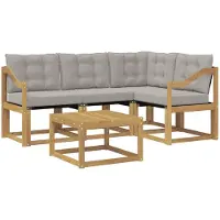 vidaXL Buiten bank set 5 st Wit en Lichtgrijs