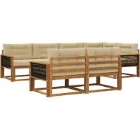 vidaXL Buiten bank set 8 st Natuurlijk en Beige