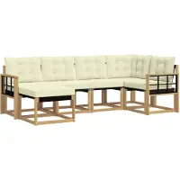 vidaXL Buiten bank set 6 st Wit en crèmekleurig