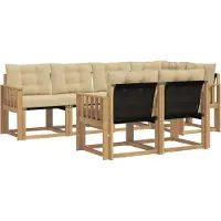 vidaXL Buiten bank set 7 st Wit en Beige